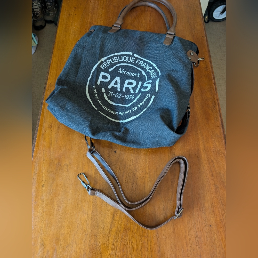 NWOT-Canvas Bag with Faux Leather Accent